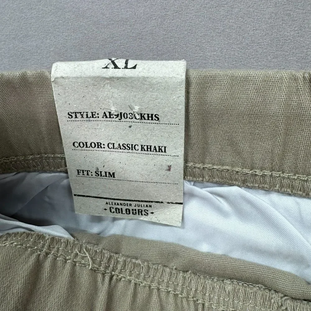NEW Alexander Julian‎ Colours Stretch Pants Mens XL Khaki Golf Sail Drawstring